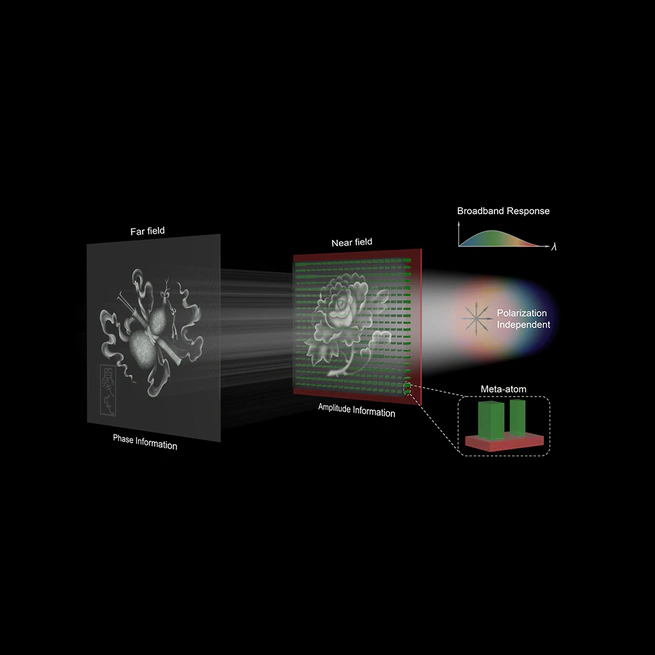 Broadband and polarization-independent complex amplitude modulation using a single layer dielectric metasurface